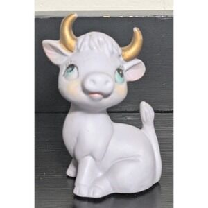 Kelvin's Japanese Purple Sitting Cow Figurine Matte Finish 3 1/2"